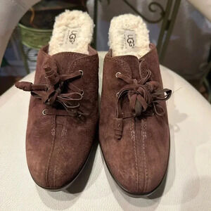 UGG Australia Molly Lace Up Slip On Heel Shoes Brown 8
